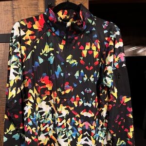 Colorful Geometric Print Women's Zip-Front Top